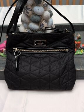 kate spade New York Wilson Road Black Quilted Crossbody Bag with Gold Hardware